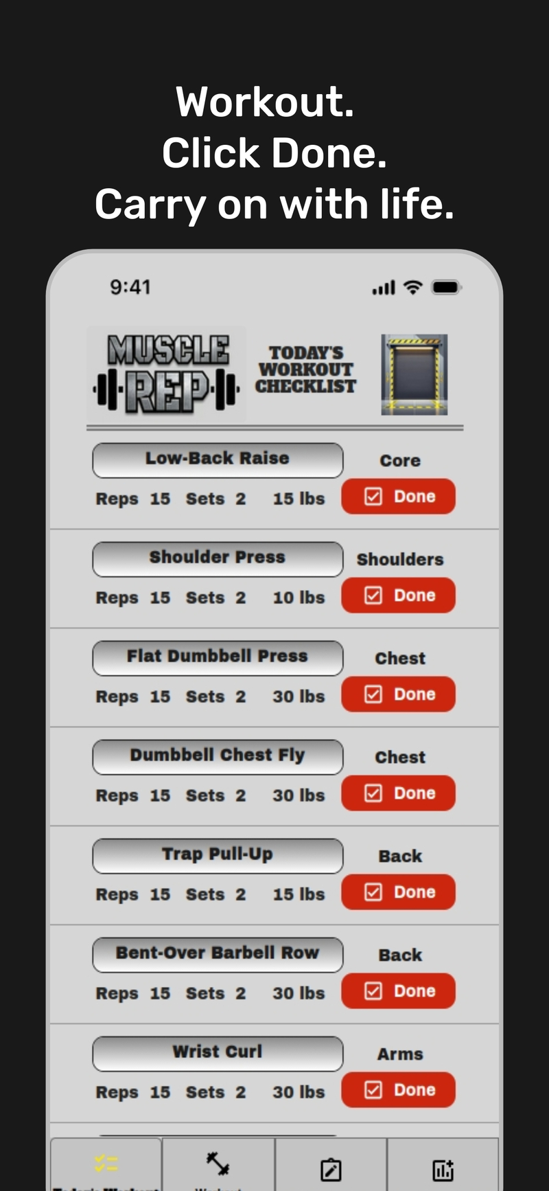 Workout Checklist